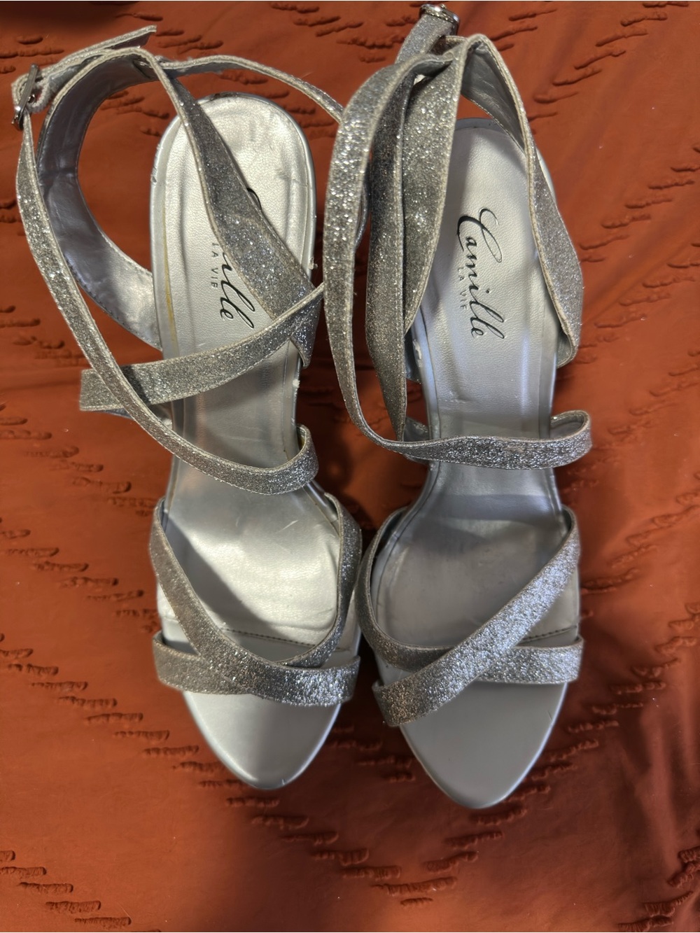 Silver Glitter Strappy Sandals for Women